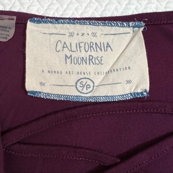california Moonrise Burgundy Bodysuit Criss-cross Neckline Size S - Picture 6 of 8